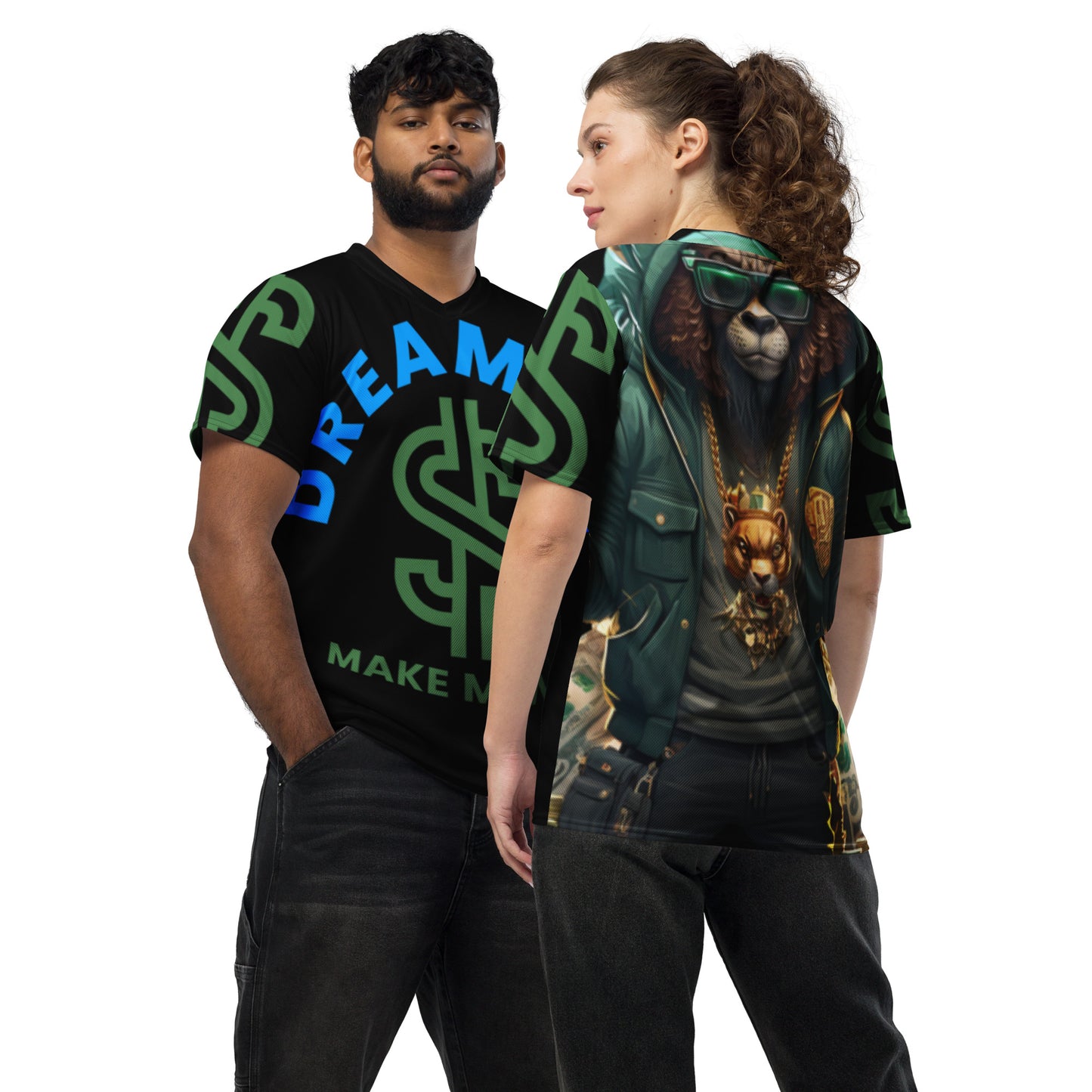 Dream Big Make Money (Recycled unisex sports jersey)