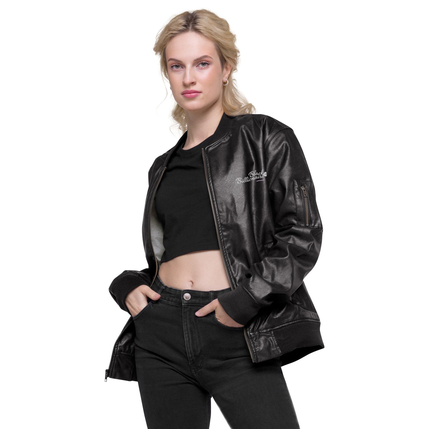 Black Billionaire (Leather Bomber Jacket)