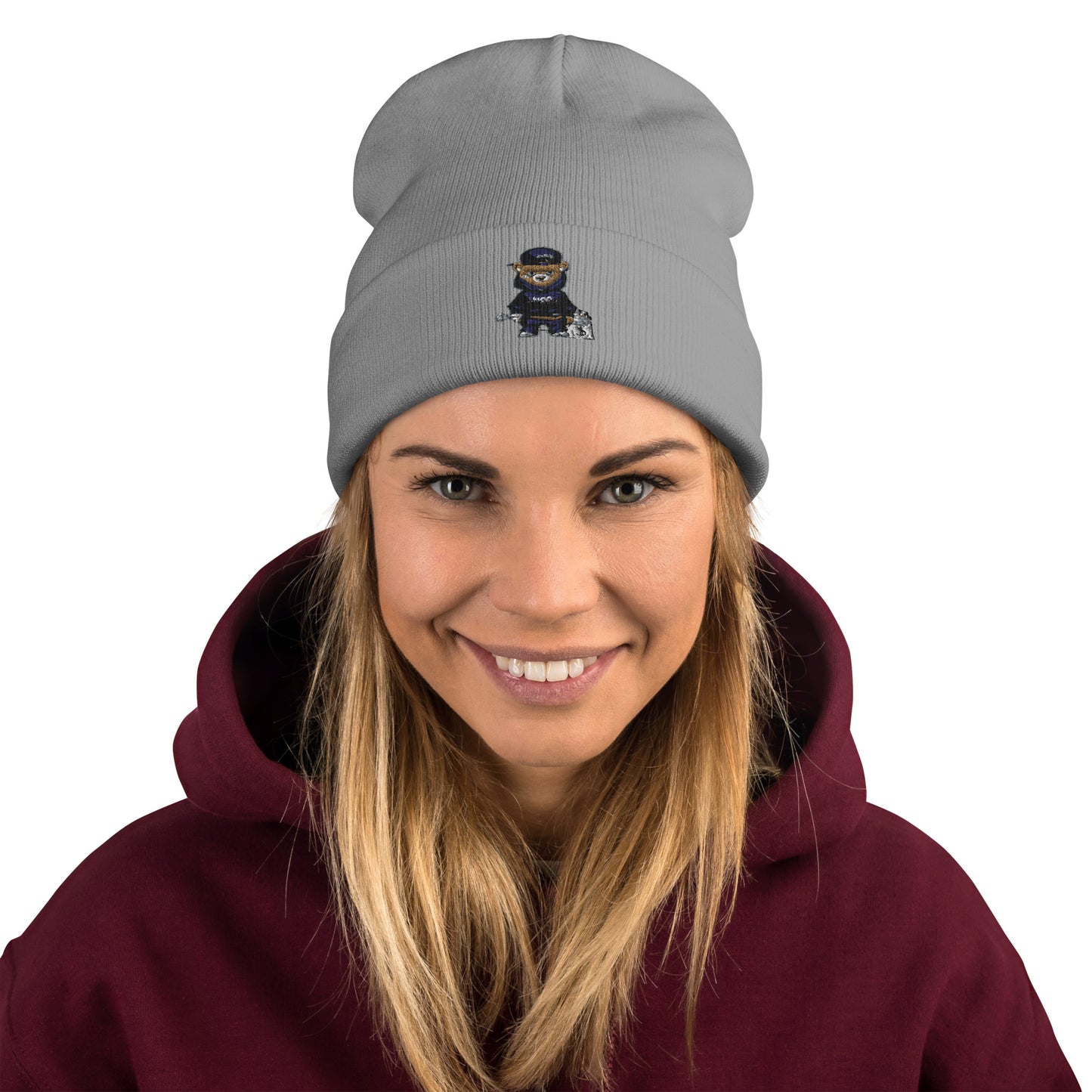 Bear logo Embroidered Beanie Hat