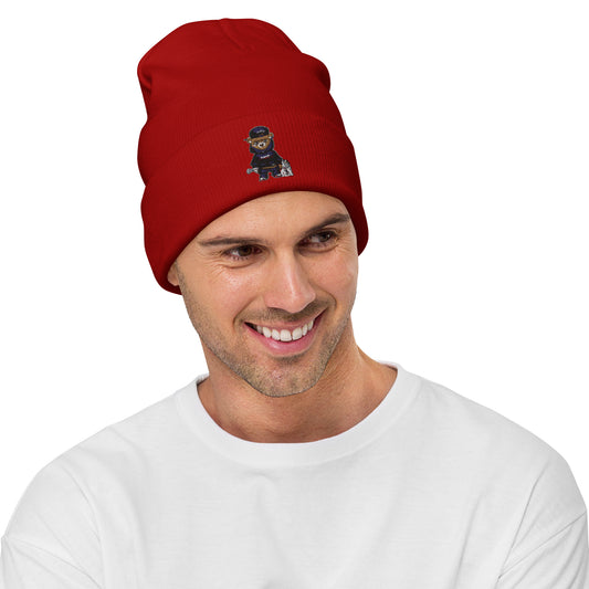 Bear logo Embroidered Beanie Hat