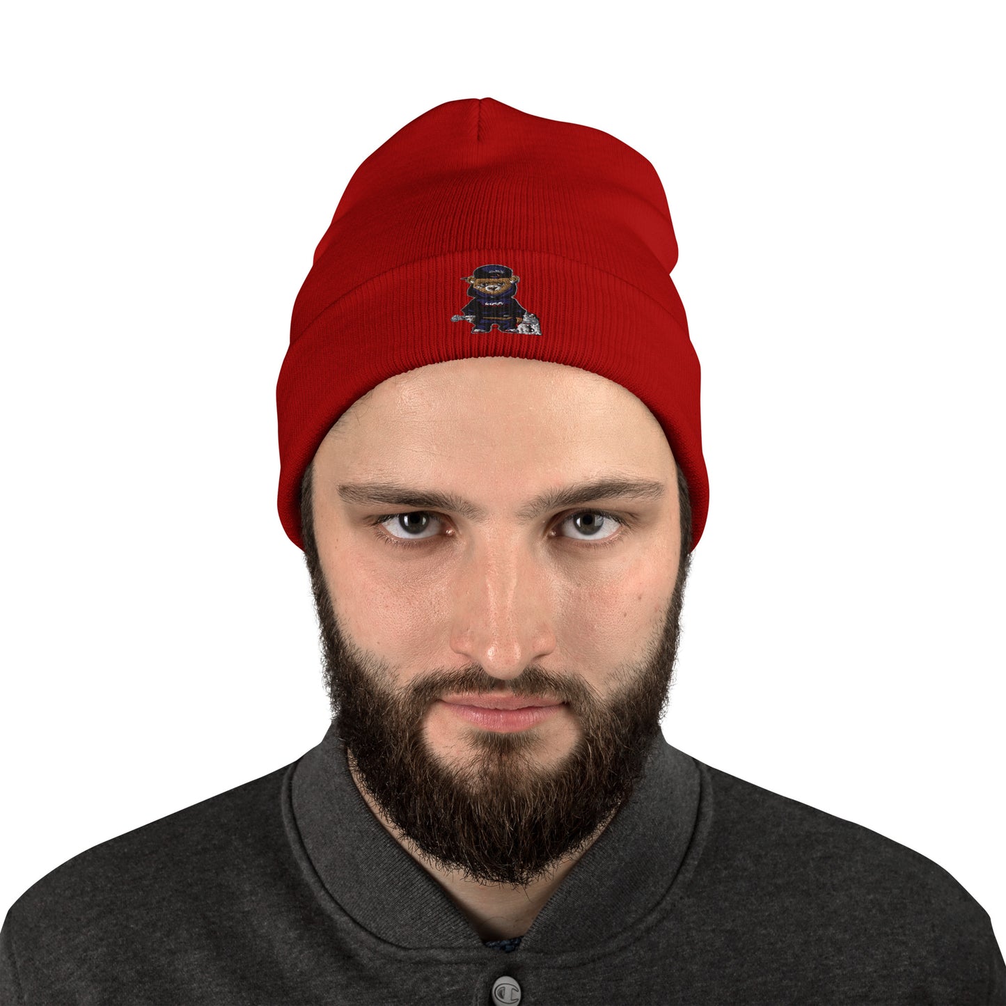 Bear logo Embroidered Beanie Hat