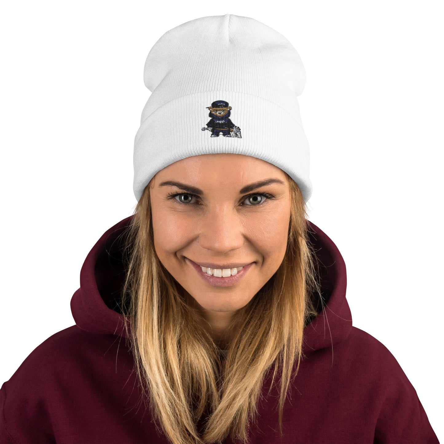 Bear logo Embroidered Beanie Hat